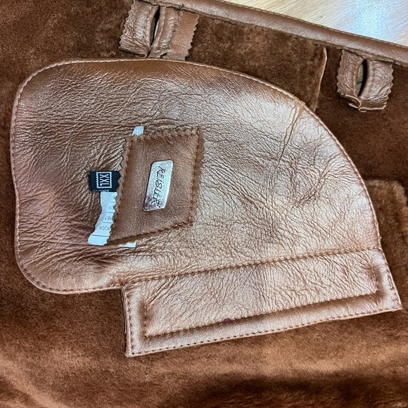 Women's Brown shearling Faux Fur Trim Coat - Picture 5 of 5